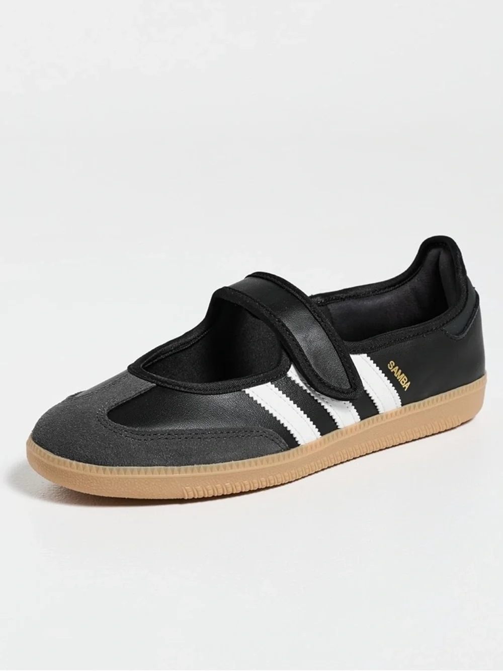 adidas Samba Mary Jane Sneakers - Black/White with Gum Sole - Picture 2 of 10